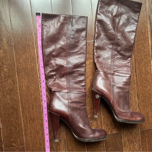 Authentic Gucci Tall Brown High Heel Leather Boot-sz 7.5 - Picture 2 of 16